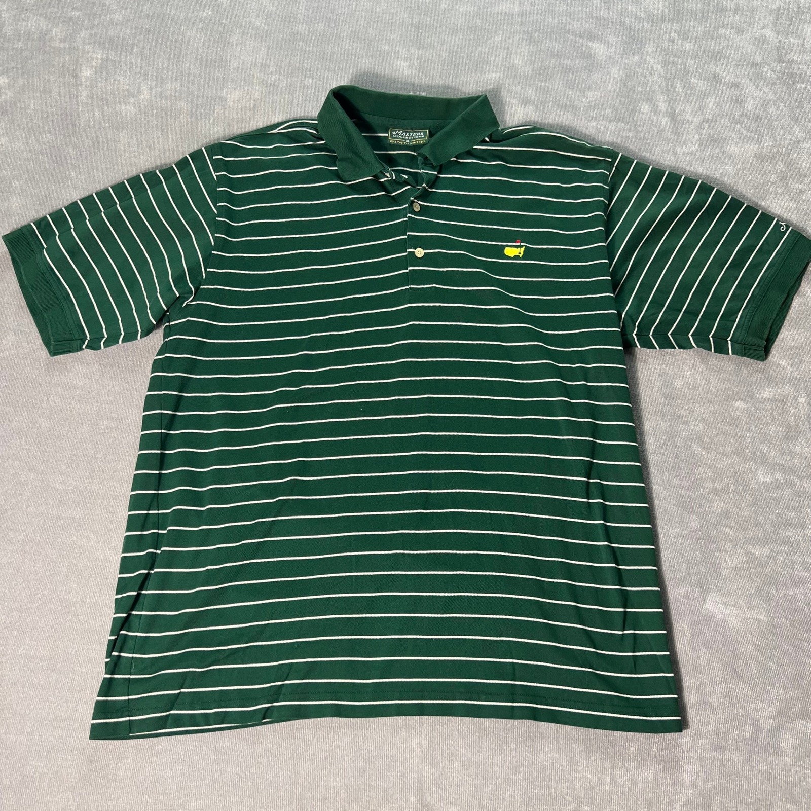 Masters Collection Mens Polo Shirt Xl Green White Striped Mercerized Cotton Golf